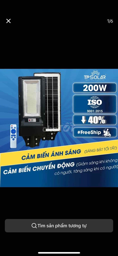 Bộ đèn đường năng lượng mặt trời liền thể 200W