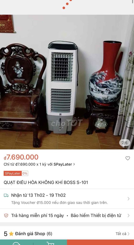 Quạt điều hoà ko khí Boss s-101 180w đẹp như mới