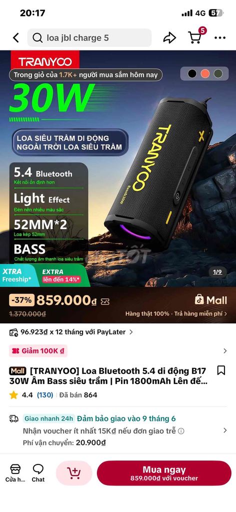 Loa Bluetooth TRANYOO B17. Mua bán Tivi, Âm thanh tại Thành phố Thuận An Bình Dương được đăng bởi Lê Ngân hình 1