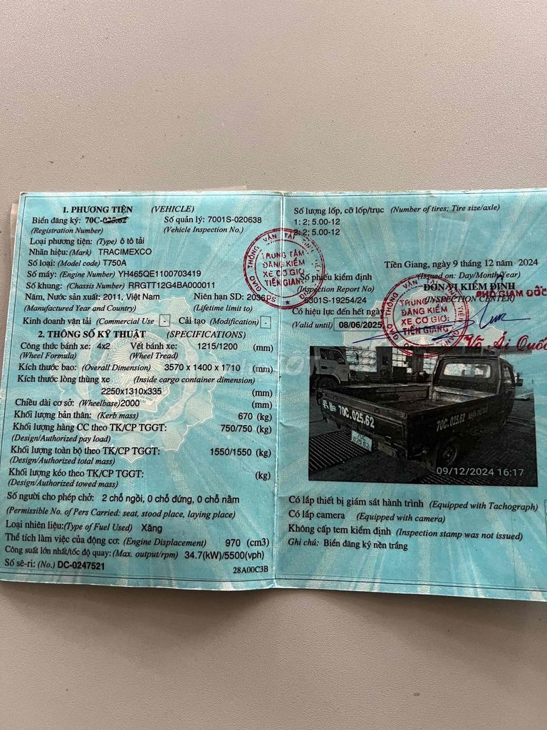 750kg.đời 2011.giá 52tr.máy im đi xa tốt. Mua bán Xe tải, xe ben tại Thành phố Tân An Long An được đăng bởi Trung Dũng hình 6