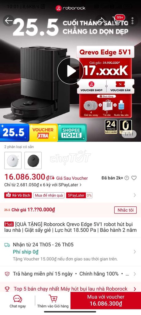 Robot hút bụi Roborock Qrevo Edge 5V1. Mua bán Thiết bị vệ sinh, nhà tắm tại Quận 11 Tp Hồ Chí Minh được đăng bởi Anh Anh hình 1