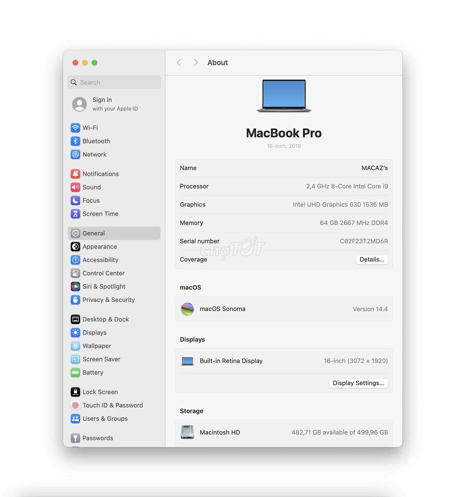 Macbook Pro 16” 2019| i9|Ram 64Gb| 512Gb| new 99%