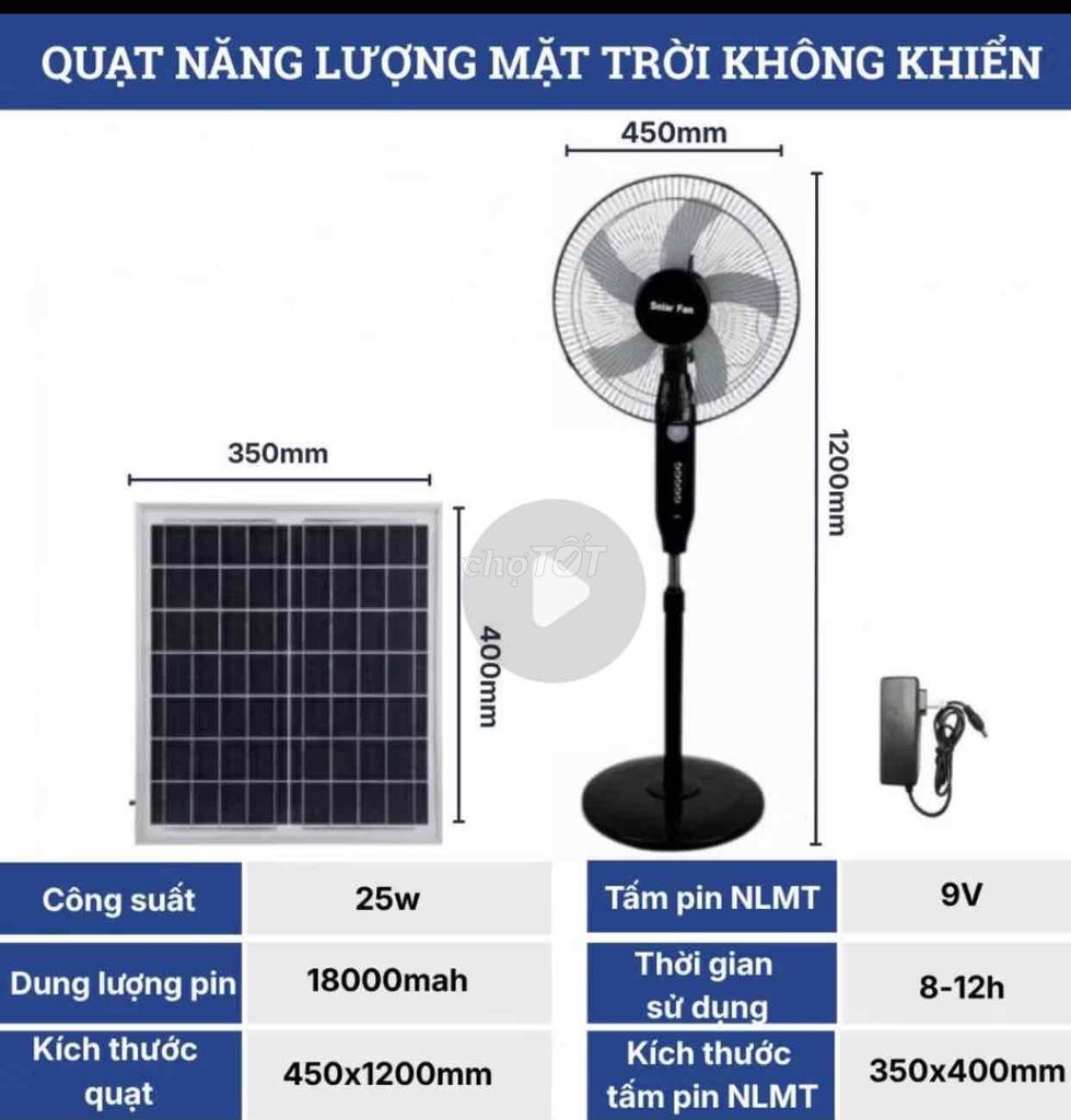 Quạt tích điện ATH LIGHTING 18 inch năng lượng mặt. Mua bán Quạt tại Quận Bình Thạnh Tp Hồ Chí Minh được đăng bởi Mỹ Hương hình 1