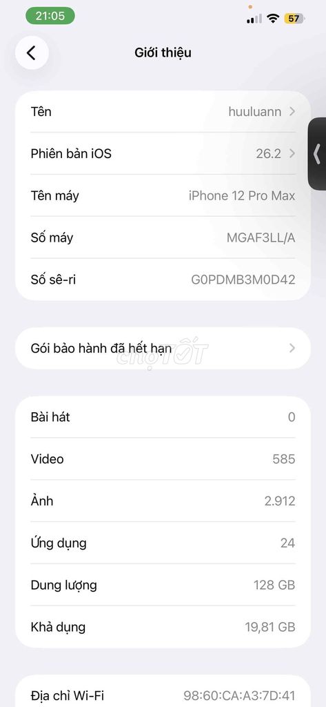 iphone 12 pro max 128gb MẤT CAM 0.5. Mua bán Điện thoại tại Huyện Mỏ Cày Bắc Bến Tre được đăng bởi tpbt hình 1