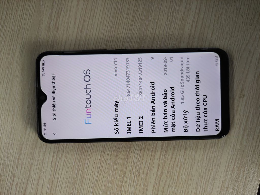 Vivo Y11 64GB Xanh Like New. Mua bán Điện thoại tại Quận Đống Đa Hà Nội được đăng bởi Lai Viet hình 1