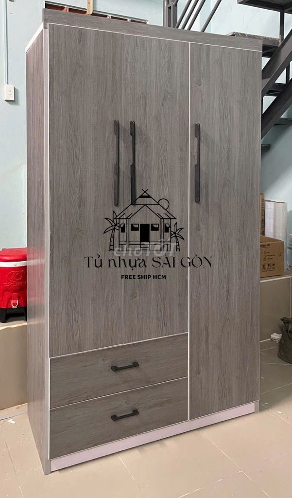Tủ quần áo Nhựa Đài Loan 3 cánh 1m8 Vân gỗ xám. Mua bán Tủ, kệ gia đình tại Huyện Bình Chánh Tp Hồ Chí Minh được đăng bởi Cửa Hàng Nội Thất hình 1