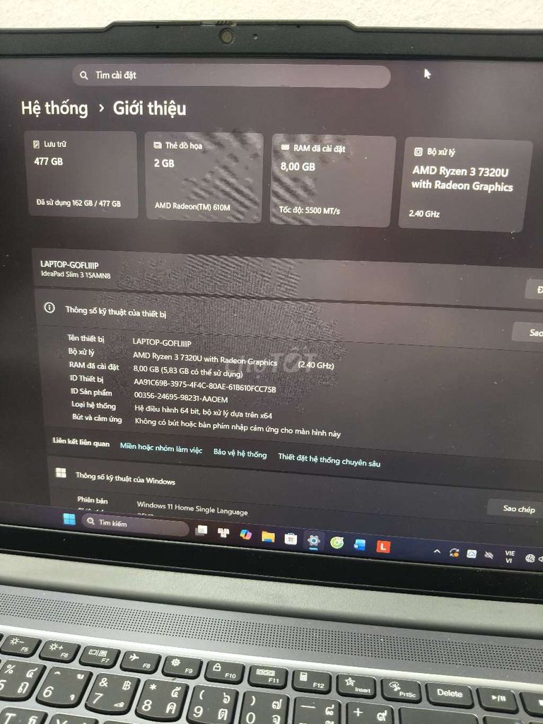 Lenovo IdeaPad Slim 3 AMD Ryzen 3 8GB/477GB. Mua bán Laptop tại Quận Hoàng Mai Hà Nội được đăng bởi minh hình 1