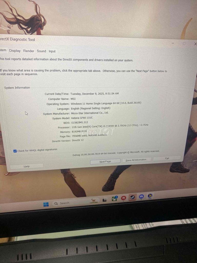 MSI Katana GF66 11UC. Mua bán Laptop tại Quận Bình Tân Tp Hồ Chí Minh được đăng bởi NGUYEN TIN hình 1