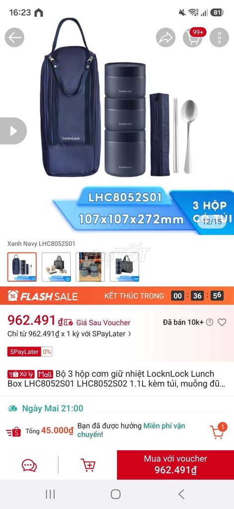 Hộp cơm giữ nhiệt LocknLock LHC8052S01 1.1L . Mua bán Dụng cụ nhà bếp tại Quận 7 Tp Hồ Chí Minh được đăng bởi Hồn Lìa Khỏi Xác hình 1