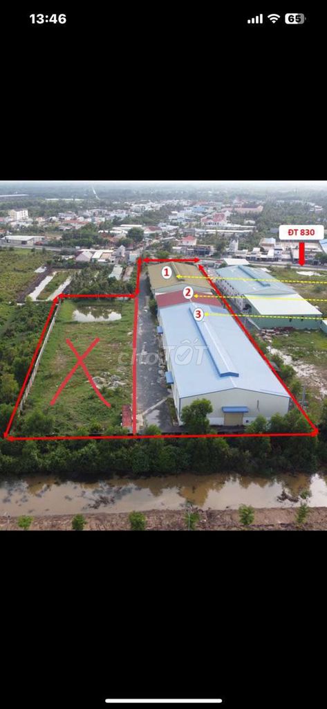 Bán 2 lô đất SXKD tại TL 830, xã Lương Bình, Bến Lức, Long An 140 tỷ
