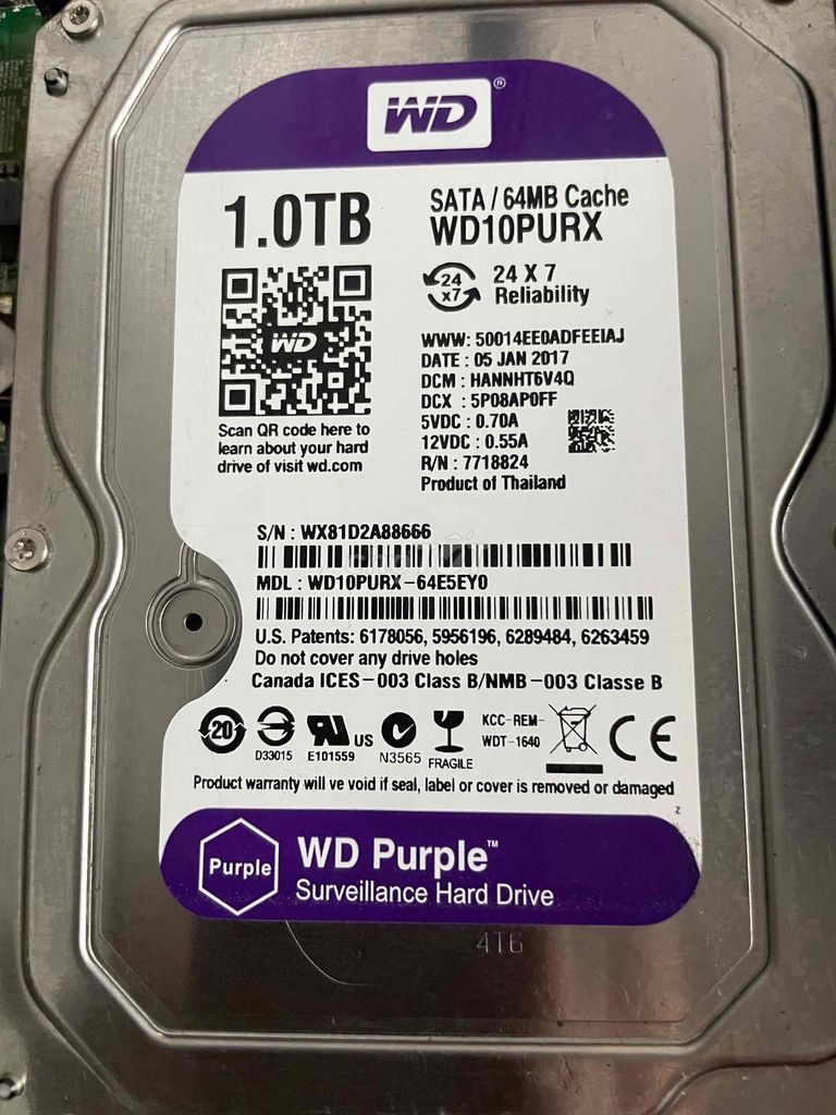 Ổ cứng HDD WD WD10PURX 1TB. Mua bán Linh kiện (RAM, Card...) tại Thành phố Vũng Tàu Bà Rịa - Vũng Tàu được đăng bởi Sơn Huy hình 1