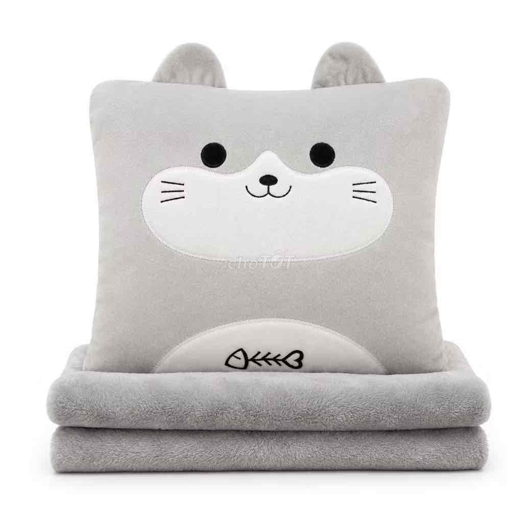 Bộ chăn gối Ema Mèo Vải bông Xám. Mua bán Giường, chăn ga gối nệm tại Quận Ngũ Hành Sơn Đà Nẵng được đăng bởi Minh Thúy hình 1