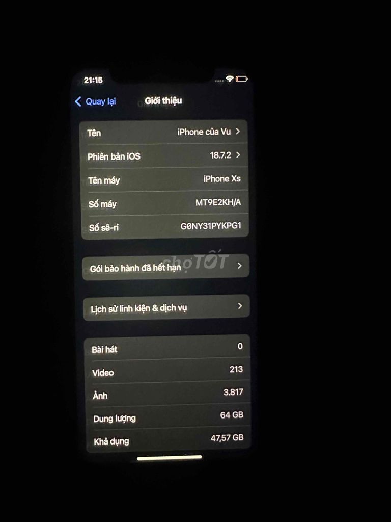 iPhone XS 64GB Đen Hàn Quốc. Mua bán Điện thoại tại Thành phố Thủ Đức Tp Hồ Chí Minh được đăng bởi Lang Vu hình 1
