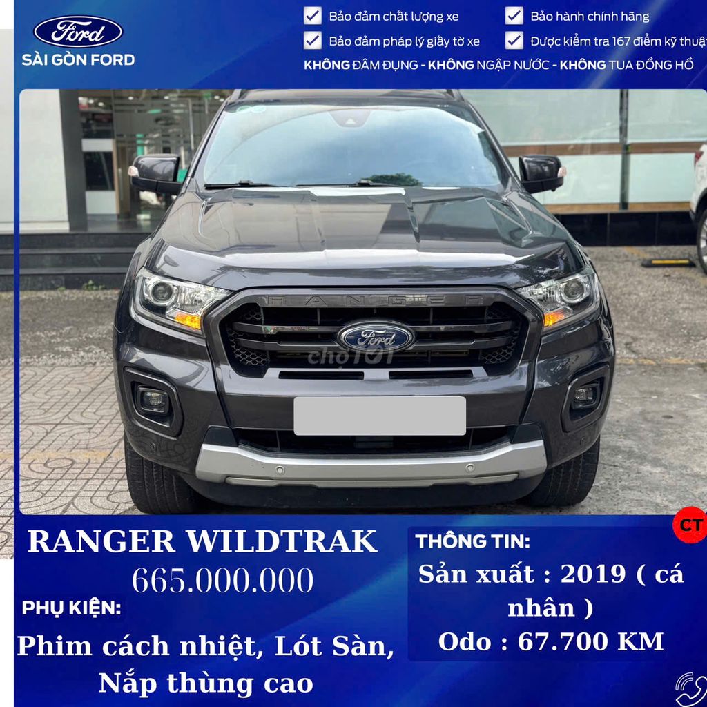 Ford Ranger 2019 Wildtrak 2.0L 4x2 AT - 67700 km. Mua bán Ô tô tại Quận Tân Phú Tp Hồ Chí Minh được đăng bởi Trần Hoàng Long hình 1