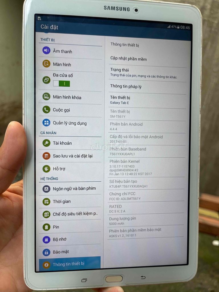 Galaxy Tab E có xài sim , máy zin