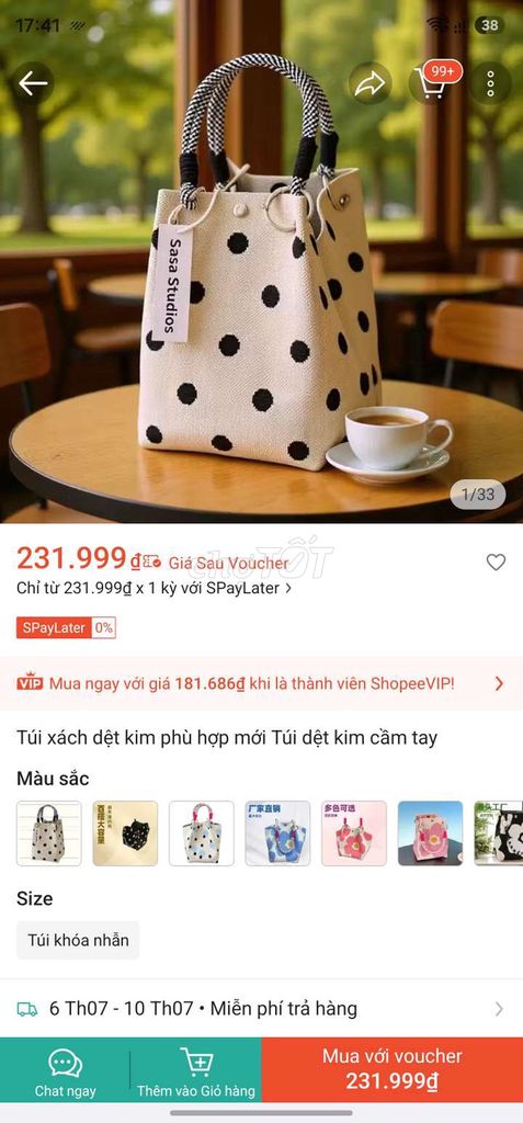 Túi dệt kim nữ trắng chấm bi đen trẻ trung. Mua bán Túi xách tại Quận Hà Đông Hà Nội được đăng bởi Tran Linh hình 1