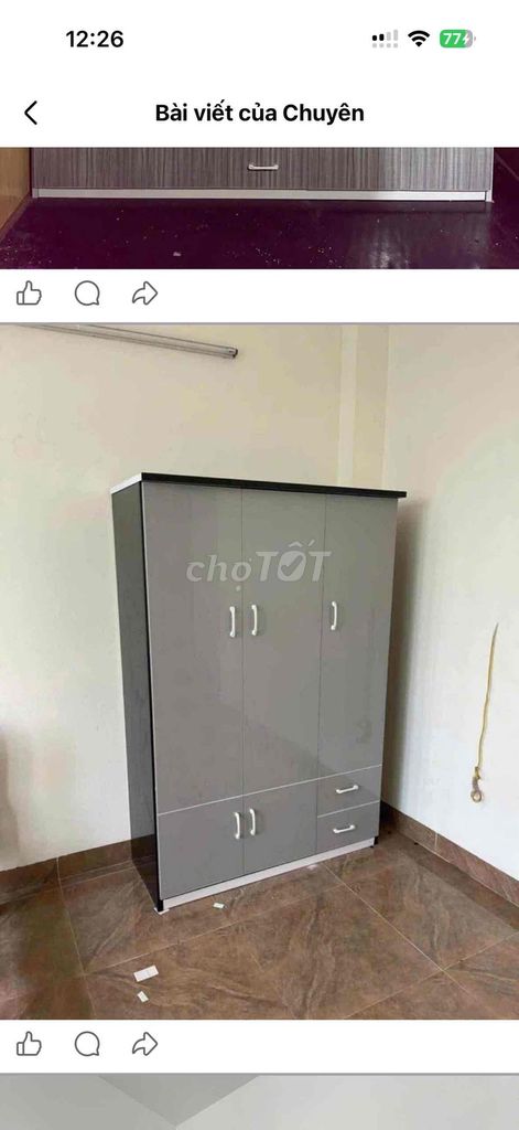 Tủ quần áo Nhựa Đài Loan Trắng 1m25x1m8. Mua bán Tủ, kệ gia đình tại Thành phố Dĩ An Bình Dương được đăng bởi Hong Le hình 1