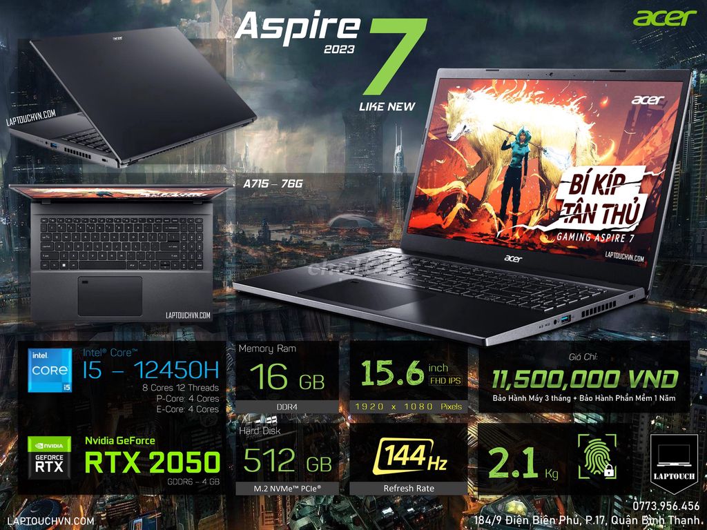 Acer Aspire 7 2023 A715 - 76G [ Like New ]. Mua bán Laptop tại Quận Bình Thạnh Tp Hồ Chí Minh được đăng bởi Cửa Hàng Máy Tính Laptouch VN hình 1