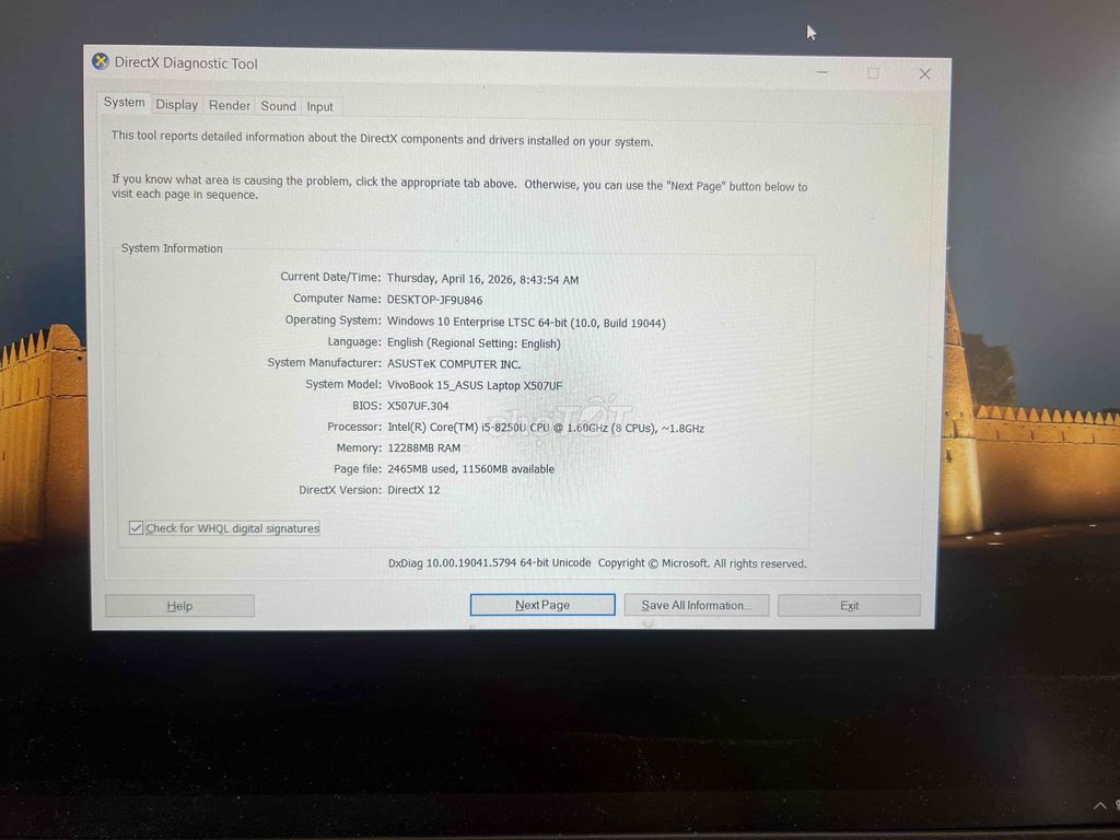 Asus X507UF i5-8250U 12GB/128GB. Mua bán Laptop tại Thành phố Đà Lạt Lâm Đồng được đăng bởi kun hình 1