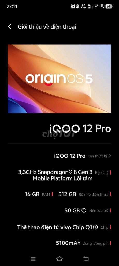 iQOO 12 Pro Snapdragon 8 Gen 3 16GB/512GB Trắng. Mua bán Điện thoại tại Thành phố Dĩ An Bình Dương được đăng bởi Phong hình 1
