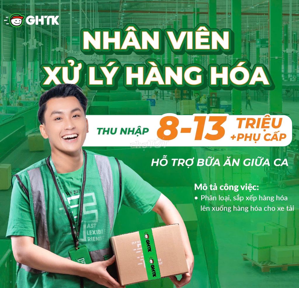 GHTK VĨNH PHÚC TUYỂN NAM/NỮ NHÂN VIÊN KHO