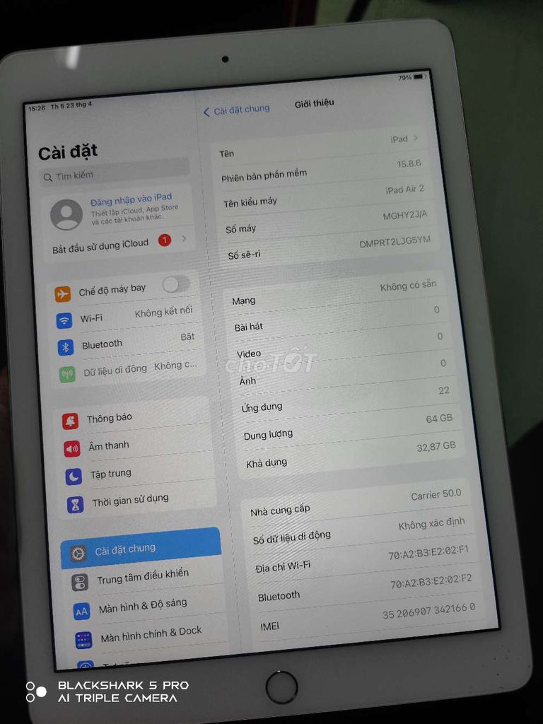 Apple iPad Air 2 64GB. Mua bán Máy tính bảng tại Quận Ninh Kiều Cần Thơ được đăng bởi Nhân Nguyễn hình 1