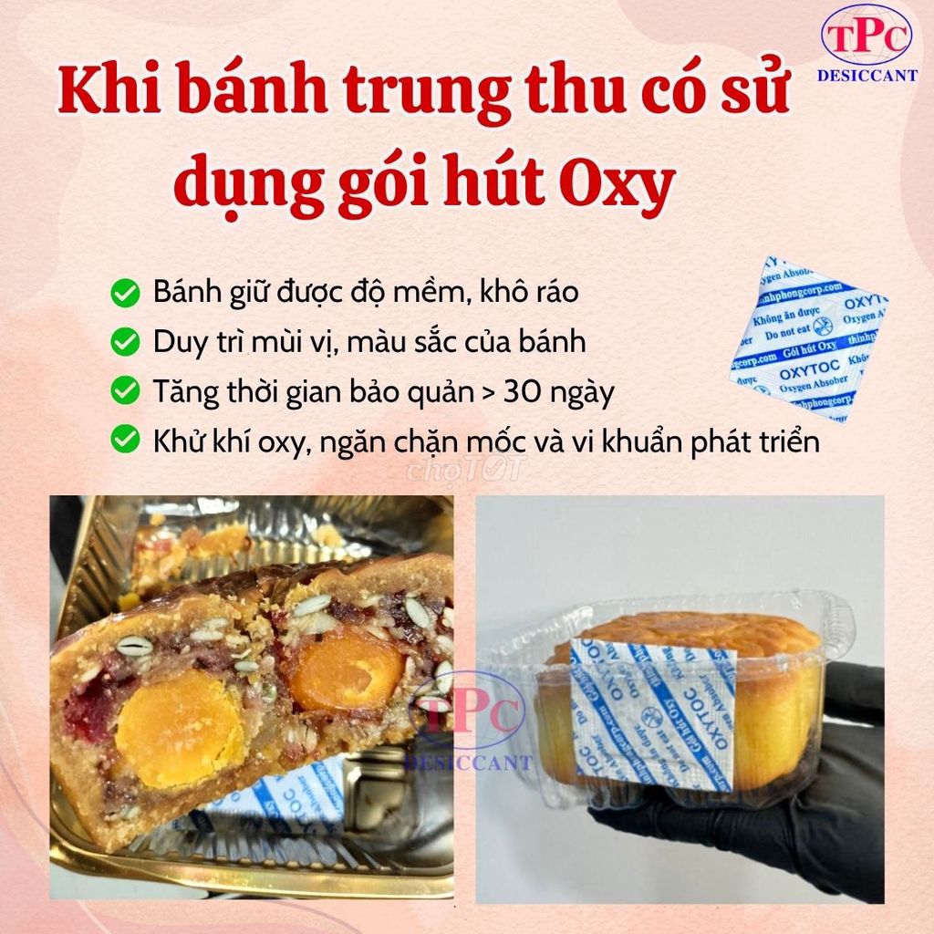 khi bánh trung thu dùng gói hút oxy để chống mốc. Dịch vụ tại Quận 12 Tp Hồ Chí Minh được đăng bởi Xuân Hút Ẩm hình 1
