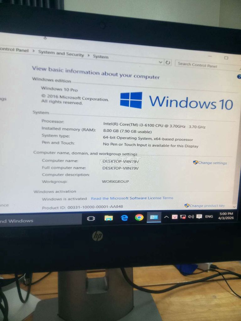 HP i3-6100 8GB. Mua bán Máy tính để bàn tại Huyện Sóc Sơn Hà Nội được đăng bởi Tuyên Trần hình 1