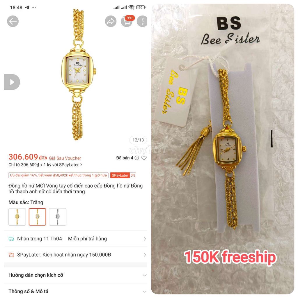 Đồng hồ đeo tay Nữ Bee Sister Vàng. Mua bán Đồng hồ tại Thành phố Thủ Đức Tp Hồ Chí Minh được đăng bởi Socola hình 1