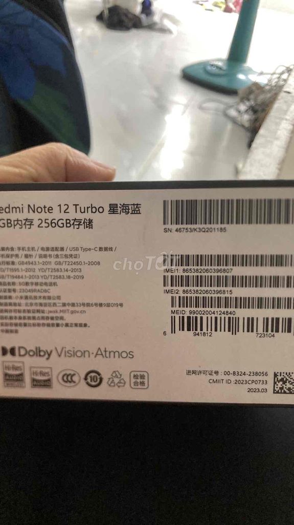 Note 12 turbo 8/256 mới fullbox chip gen2 th hệ mo