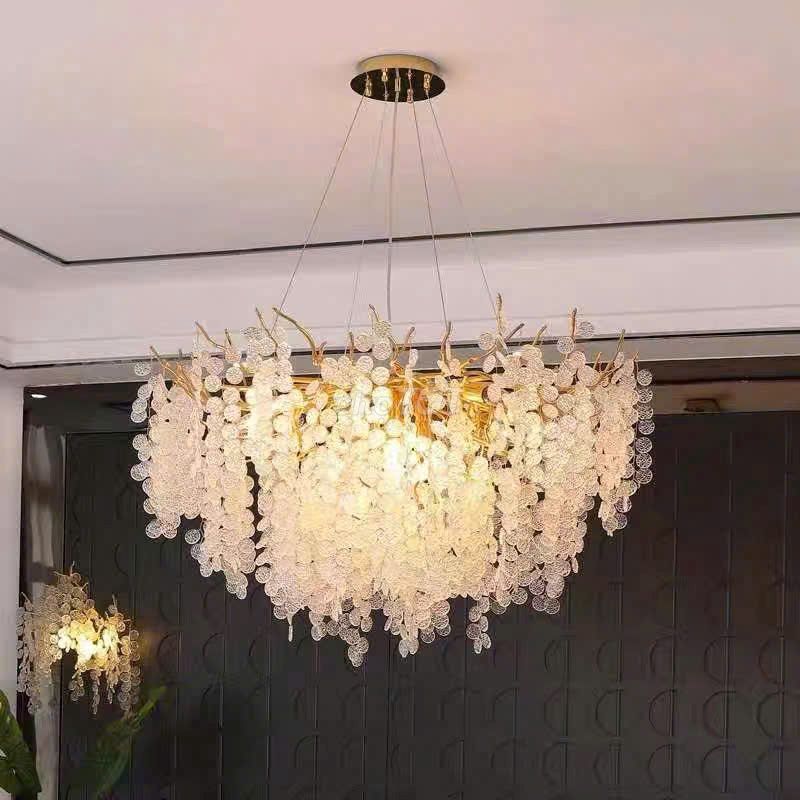 Đèn chùm pha lê, thả phòng khách Decor sang trọng