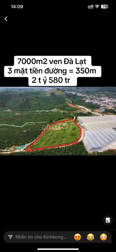 SIÊU SIÊU RẺ 7000m2 đất bám 350m mặt tiền ven Đà Lạt chỉ 2,58 tỷ