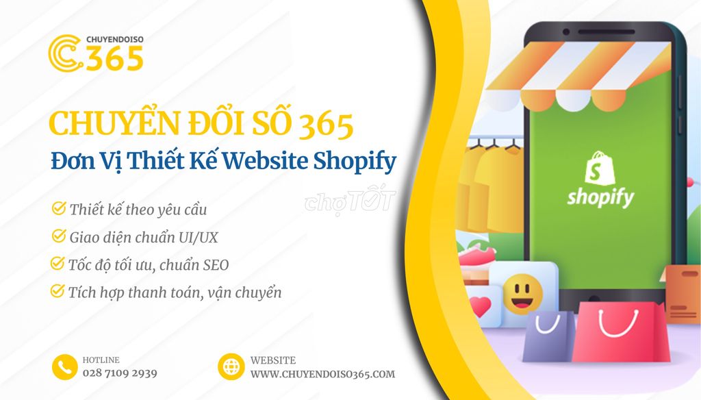 Thiết kế website Shopify. Dịch vụ tại Quận 12 Tp Hồ Chí Minh được đăng bởi 365 Chuyendoiso hình 1