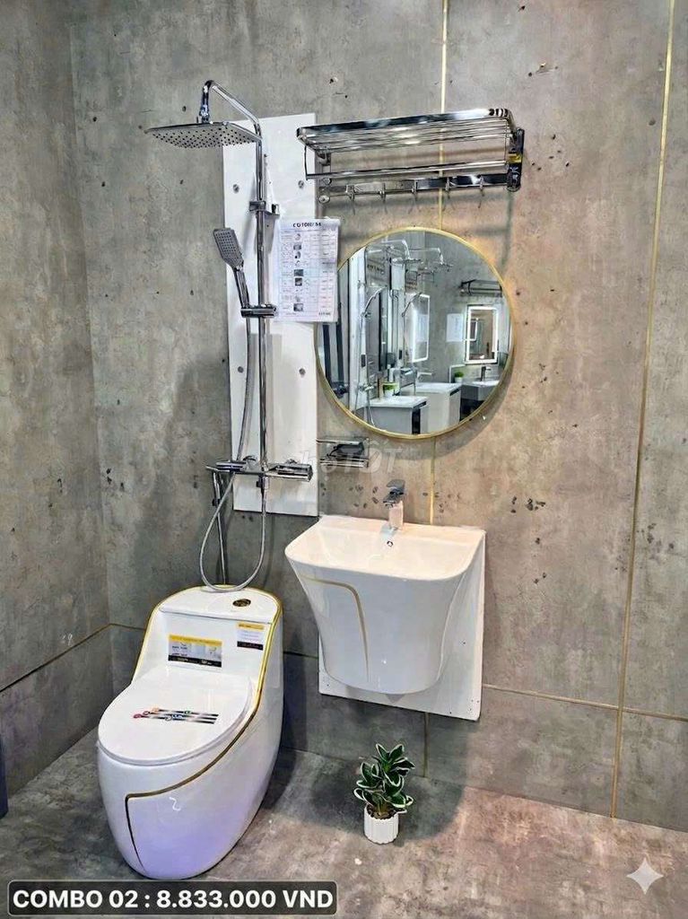 Combo thiết bị nhà tắm Sứ, Kim loại Trắng, Bạc. Mua bán Thiết bị vệ sinh, nhà tắm tại Quận Đống Đa Hà Nội được đăng bởi tk 681 hình 1