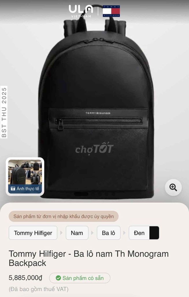 Ba lô Tommy Hilfiger Th Monogram Da Đen. Mua bán Túi xách tại Quận Phú Nhuận Tp Hồ Chí Minh được đăng bởi Sỹ Nguyễn hình 1