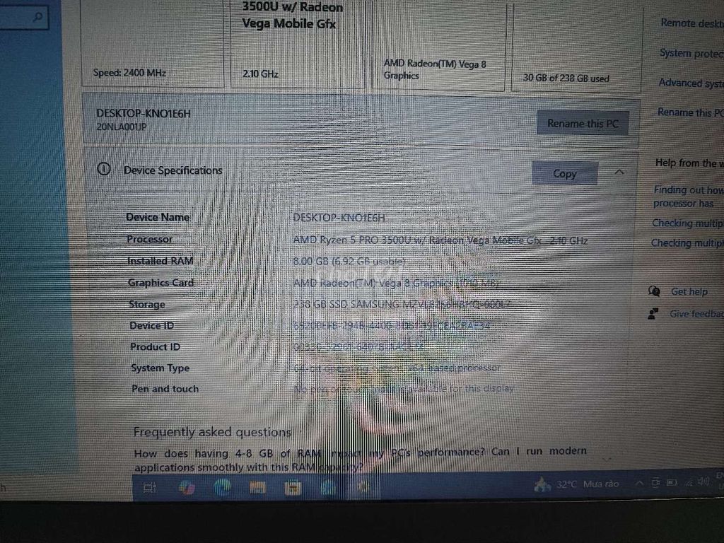 Laptop AMD Ryzen 5 Pro 3500U 13.3 inch 8GB/256GB. Mua bán Laptop tại Huyện Nhơn Trạch Đồng Nai được đăng bởi huong pham hình 1