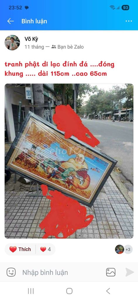Tranh đính đá Phật Di Lặc 115x65cm Mới. Mua bán Đồ sưu tầm, đồ cổ tại Thành phố Thủ Dầu Một Bình Dương được đăng bởi tống kỳ đồ cũ hình 1