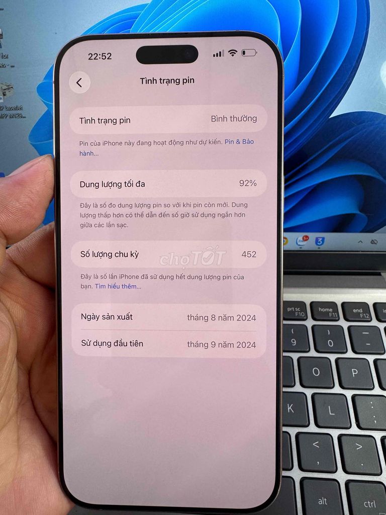 iPhone 16 Pro Max 256GB Vàng 92%. Mua bán Điện thoại tại Quận 6 Tp Hồ Chí Minh được đăng bởi QUỐC THIÊN BÁN GÓP 0 ĐỒNG  hình 1
