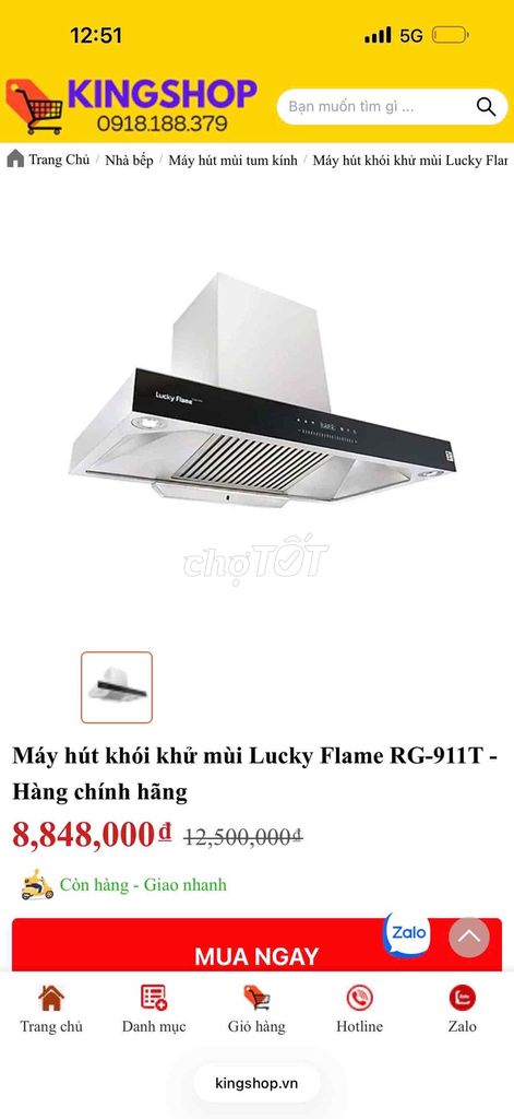 Máy hút khói khử mùi Lucky Flame RG - 911T. Mua bán Bếp, lò, đồ điện nhà bếp tại Quận 12 Tp Hồ Chí Minh được đăng bởi Tuấn Huỳnh Quốc hình 1