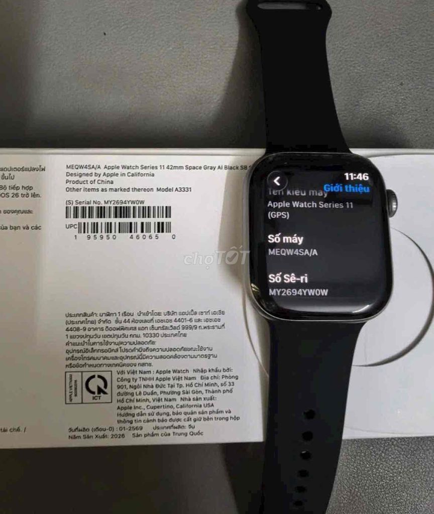 Apple Watch Series 11 Đen 42mm mới khui BH 4/27. Mua bán Thiết bị đeo thông minh tại Quận 3 Tp Hồ Chí Minh được đăng bởi Nam Á Mobile hình 1