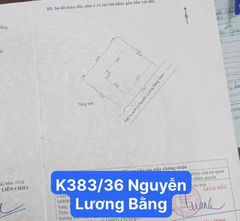 bán đất kiệt k383/36 Nguyễn Lương Bằng