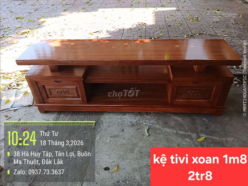 Kệ tivi gỗ xoan tự nhiên 1m8. Mua bán Tủ, kệ gia đình tại Thành phố Buôn Ma Thuột Đắk Lắk được đăng bởi Nội thất đồ gỗ Thành Luân hình 1