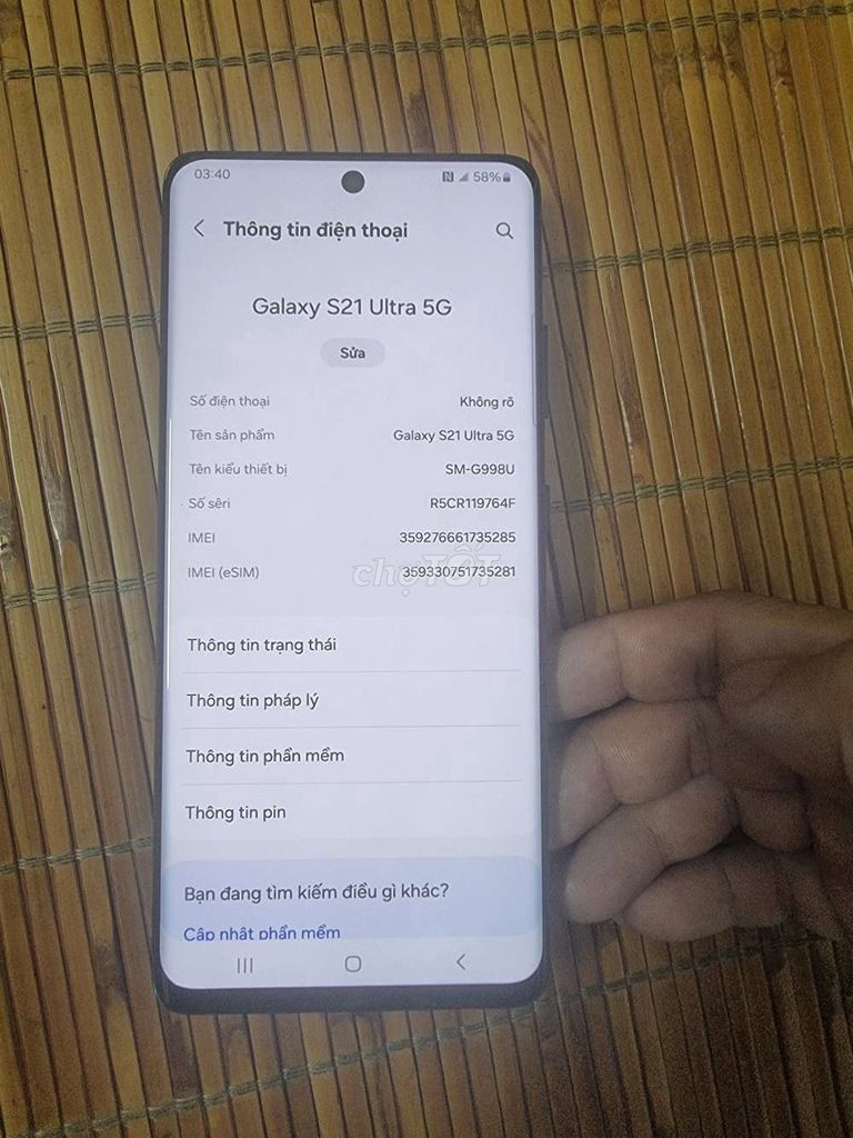Samsung Galaxy S21 Ultra 5G Đen. Mua bán Điện thoại tại Quận Bình Tân Tp Hồ Chí Minh được đăng bởi Anh Tuấn hình 1
