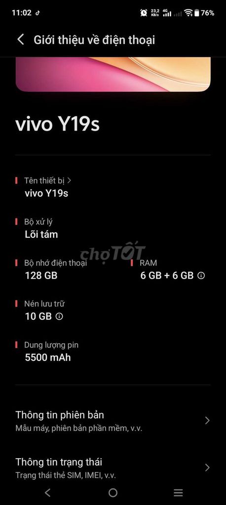 Vivo Y19s 128GB Xanh đen. Mua bán Điện thoại tại Quận Liên Chiểu Đà Nẵng được đăng bởi trung hình 1