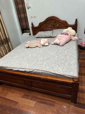 giường gỗ chắc bền đẹp, tặng kèm nệm loại xịn