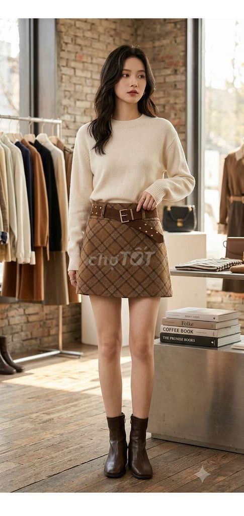 Chân váy Nữ Dạ Nâu Size M. Mua bán Quần áo tại Thành phố Vĩnh Long Vĩnh Long được đăng bởi ST STORE chuyên sỉ hình 1
