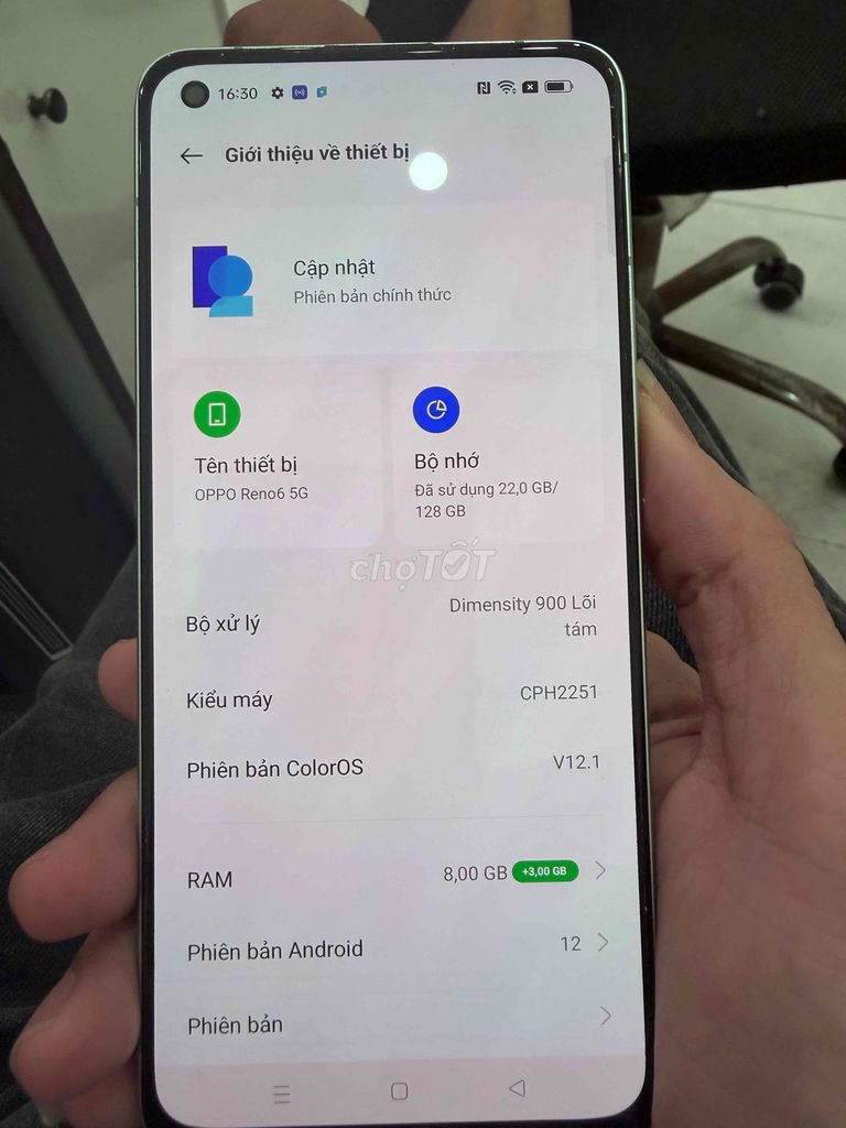OPPO Reno 6 5G 128GB Trắng. Mua bán Điện thoại tại Huyện Bình Chánh Tp Hồ Chí Minh được đăng bởi Vũ Mobile hình 1