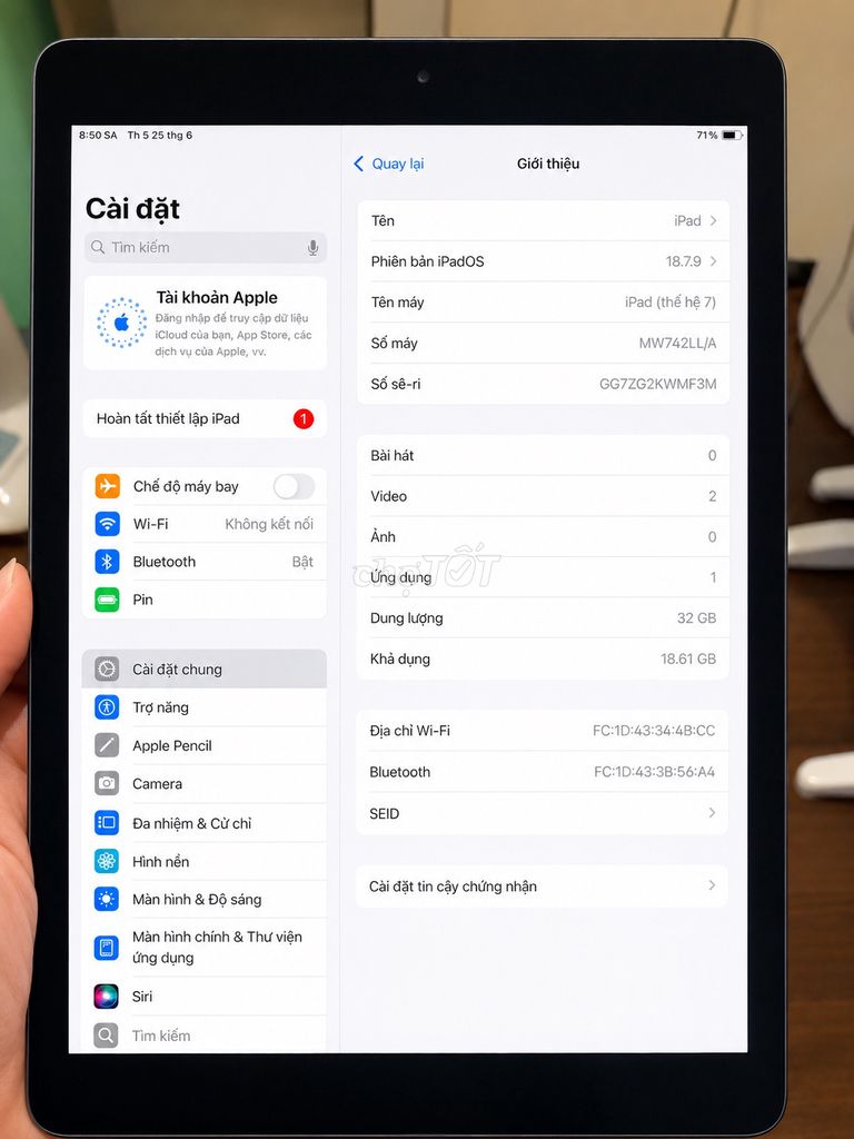 Apple iPad Gen 7 32GB Xám. Mua bán Máy tính bảng tại Quận Nam Từ Liêm Hà Nội được đăng bởi quymy9x hình 1