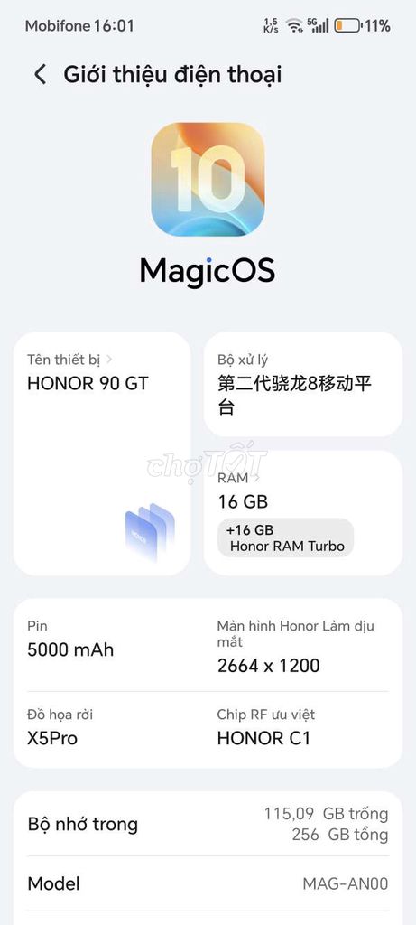Honor 90 GT 256GB. Mua bán Điện thoại tại Thành phố Vĩnh Long Vĩnh Long được đăng bởi Hoàng Quí hình 1