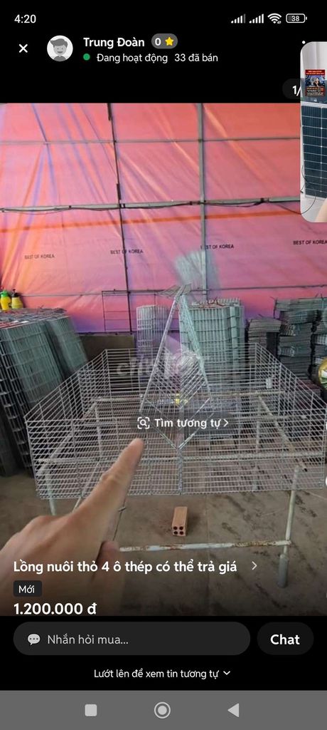 Lồng nuôi thỏ Thép 4 ô Mới. Mua bán Phụ kiện, Thức ăn, Dịch vụ tại Quận Cái Răng Cần Thơ được đăng bởi tuấn hình 1